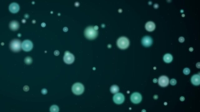 Cyan Bokeh Particles Motion Background Abstract Turquoise Glowing Orbs Loop