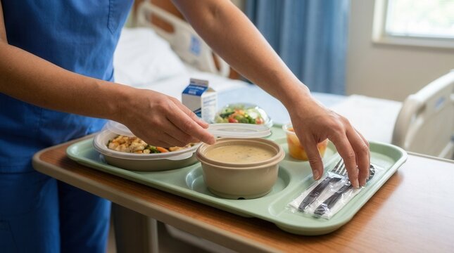 Nurse Delivering Hospital Meal Tray