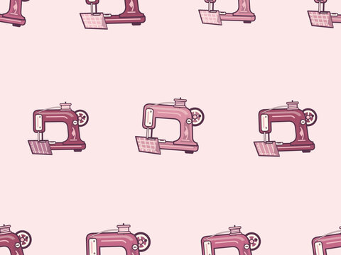 Vintage Sewing Machines Colorful Dressmaking Pattern Background