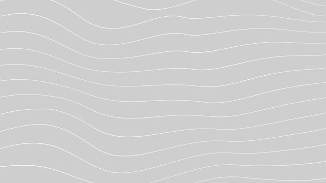Seamless looped minimalist gray background featuring animated white contour lines moving in a gentle, fluid wave motion, creating a subtle and clean abstract pattern for various projects