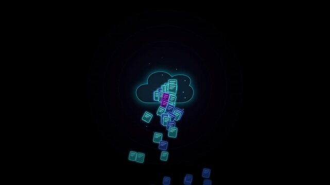 Cloud storage file download and data retrieval animation