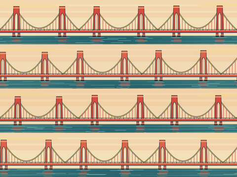 Bold Suspension Bridge Landscape Over Rippling Water