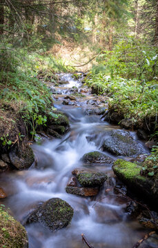 Flowing water in a stream (Ingering) in Styria, Austria