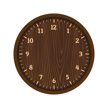 Empty Wooden Wall Clock No Hands Realistic Vector Illustration