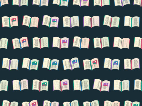 Illustrated Open Books For Bookshop Wrapping Paper