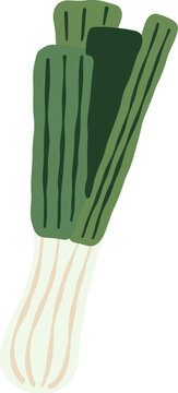 green onion vegetable food cartoon vector illustration