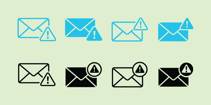 Email envelope icons with warning signs