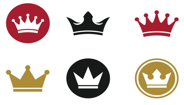 Crown icons set vector royal king queen logo design luxury gold symbol empire premium quality champion reward badges