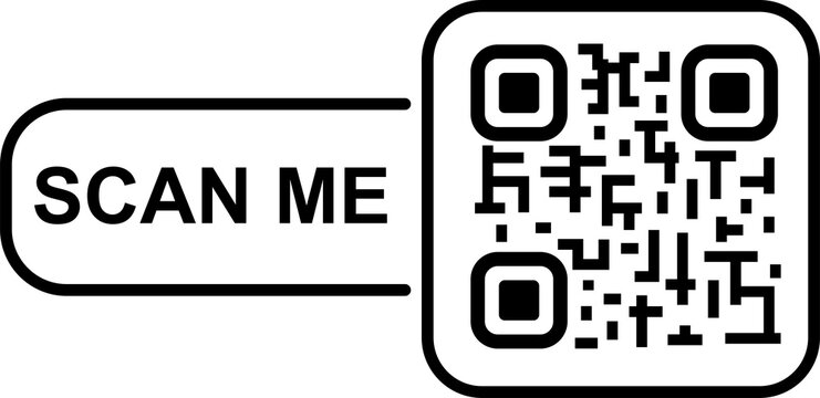 QR Code Scan Me Badge PNG with Small Horizontal Label and Compact Square Code, Isolated on Transparent Background for Mobile Scanning