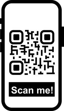 QR Code Smartphone Scan Badge PNG with Phone-Shaped Frame and Bottom Scan Me Label, Isolated on Transparent Background for Mobile Scanning