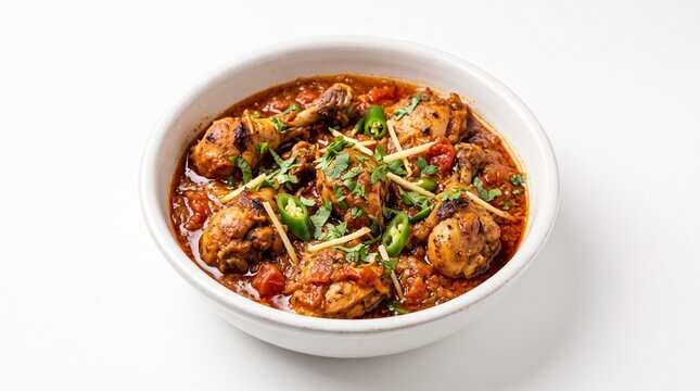Pakistani Chicken Karahi on White Background