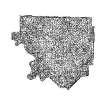 Sketch black and white Izard County (Arkansas) outline map design