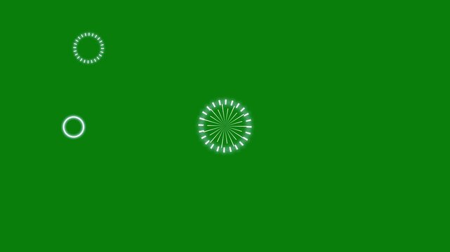 2D white line burst, ellipse blast, flat, vector fireworks explosion motion effects, cartoon firework circle burst celebration animation, glowing geometric spark on green screen in 4k and UHD loop
