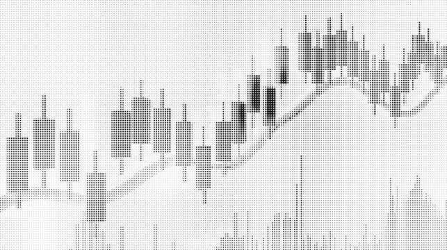 Abstract financial candle stick chart pattern created with halftone dot effect