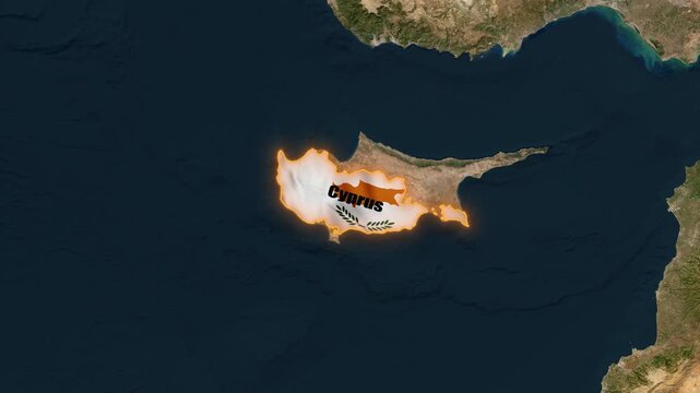 Cyprus Map 3d 4k with Flag Political and Physical Borders cyprus map animation with satellite 3d 4k view