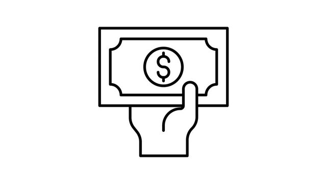 Cash out icon line animation isolated on white background