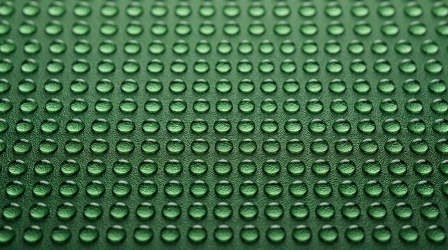 Green Textured Surface with Regular Water Droplets Pattern