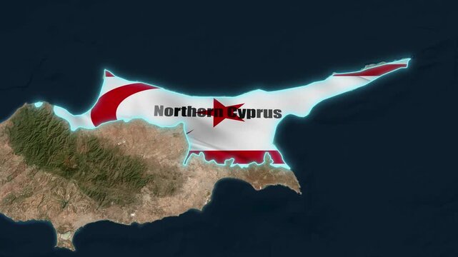 Northern Cyprus Map 3d 4k with Flag Political and Physical Borders northern cyprus map animation with satellite 3d 4k view