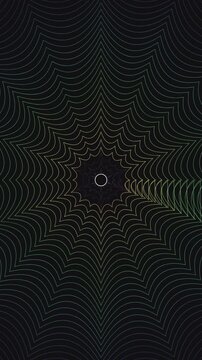 Abstract glowing spider web geometry motion graphics footage. Slow-motion shifting lines and colorful geometric patterns. Seamless loop animation clip for digital background