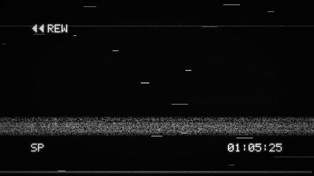 Retro VHS VCR Rewind Mode Fast Tape Counter Analog Video Distortion Glitch Loop Animation Overlay