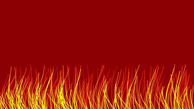 Vertical yellow ember sparks and glowing fiber streak lower border animation on red glow background