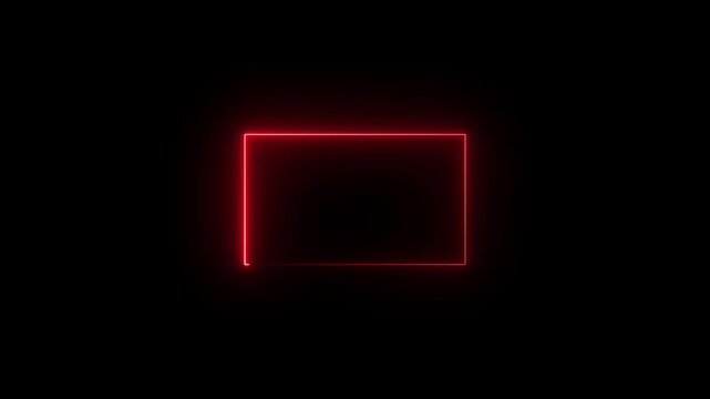 live streaming neon text frame animation. Neon glowing blue color square rectangle picture frame icon animation border frame shape rotating display screen. Animation of 4k video.