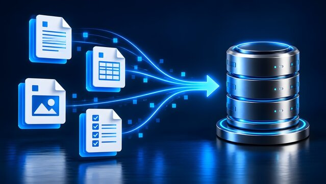 Data transfer from files to database server with blue light