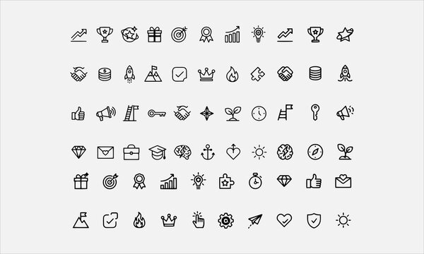 Incentive icon set. Includes higher level performance, human resources, management practice, employee vector illustration
