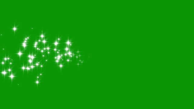 Glitter stars line animation, magic glitter sparkle trail,  magical dust trail, white shining dust light, doodle stars motion, fairy dust wand glitter stars trail transition on green screen.4k video