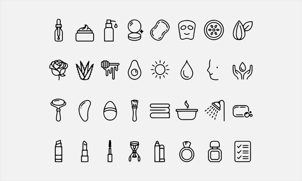Skin Care Line Editable Icons set. Protection of the skin from the sun, cold, moisture. Ray protection. vector illustration