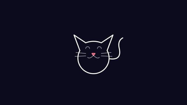 A clean, minimalist extra large-scale line icon animation of a cute cat drawing itself with shifting gradient backgrounds and glowing orbs fully controlled by JavaScript within a seamless 6-second loo