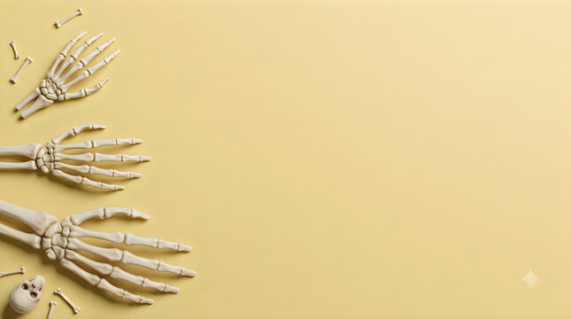 Human skeleton hands and skull model