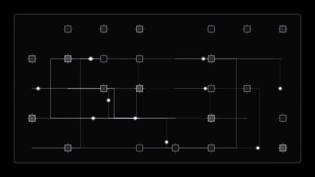 Looping circuit board pattern creates a tech background overlay with interconnected nodes on a dark surface.
