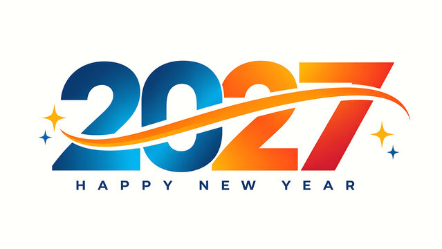 Colorful 2027 celebration logo with olympic rings , Happy New Year 2027, New Year 2027, Happy New Year, New Year, 2027 Typography, 2027