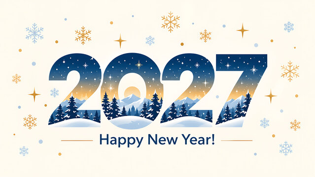 2017 year celebration with colorful geometric design , Happy New Year 2027, New Year 2027, Happy New Year, New Year, 2027 Typography, 2027