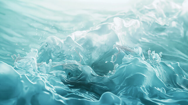 Fluid ocean waves background with dynamic turquoise water splash