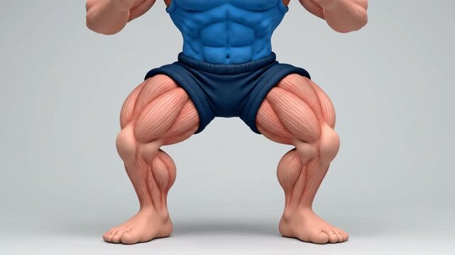 Muscular Man Performing Squats with Intense Leg Definition.