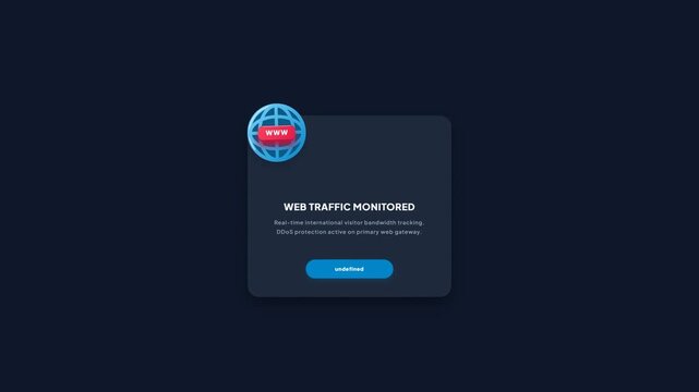 Web Traffic Monitored DDoS Protection UI Card 3D Animated Globe Icon 1080p