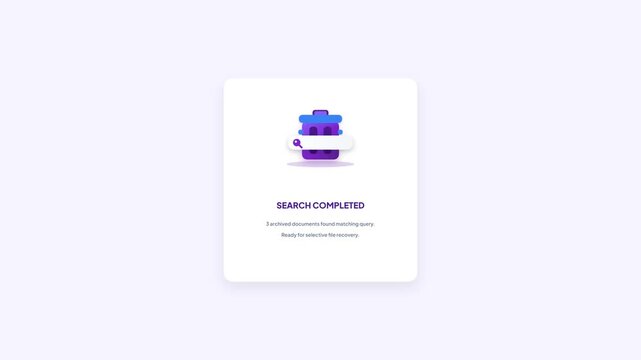 Search Recycle Bin UI Animation Light Theme Pop Up Card for File Recovery and Trash Directory Search Interface