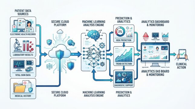 Healthcare data analytics workflow with machine learning