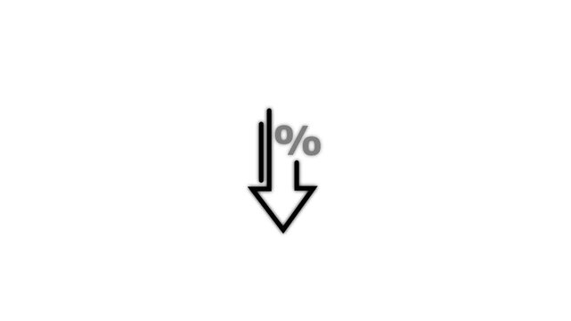 Minimalist percentage decrease icon animation: financial market trend and discount concept motion