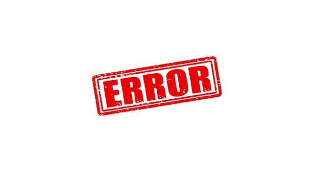 Red grunge error stamp animation on white background, digital system failure, concept