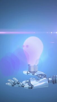 Animation of robot's arm and light bulb with data processing