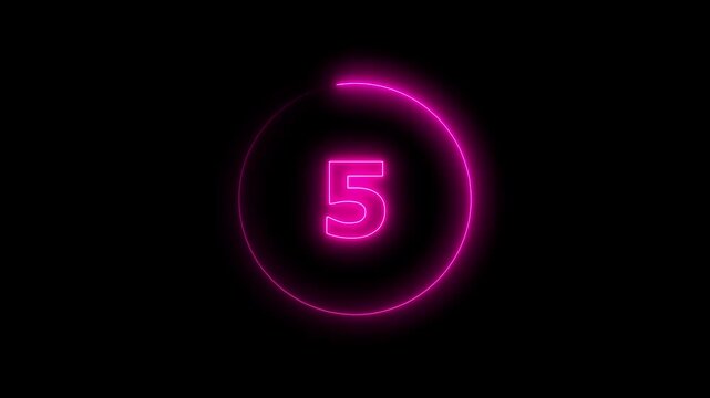Neon pink countdown timer with circular loading progress bar on black background, glowing