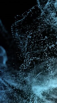 Animation of dots forming dynamic wave pattern against black background