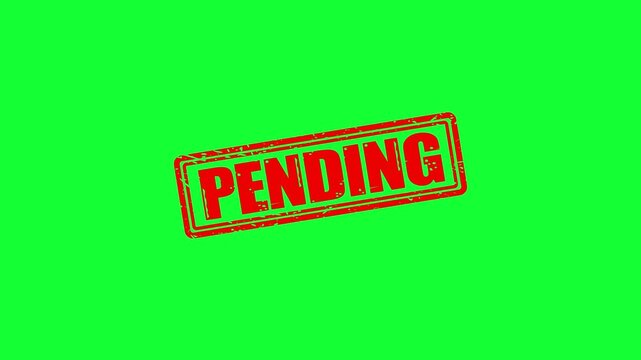 Red pending rubber stamp effect on green screen background, for business approval, and status notifications