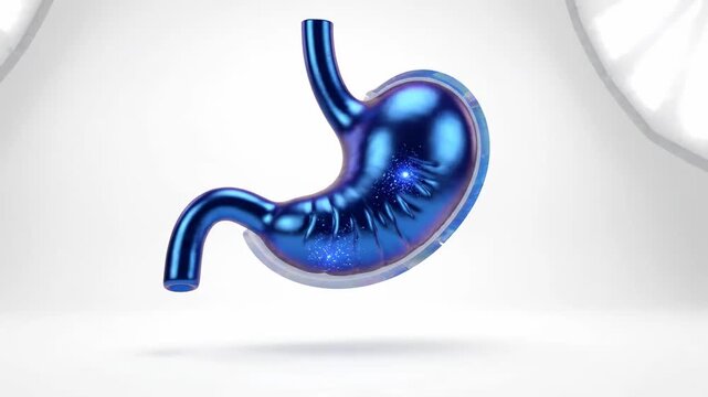High-quality 3D graphic of a human stomach model with realistic textures ideal for medical training videos, healthcare marketing, and anatomical education projects.