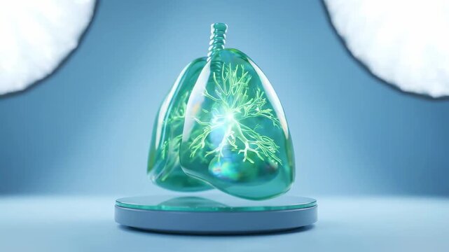 Highly detailed 3D render of human lungs with branching bronchioles ideal for medical presentations, educational content, and healthcare marketing materials.