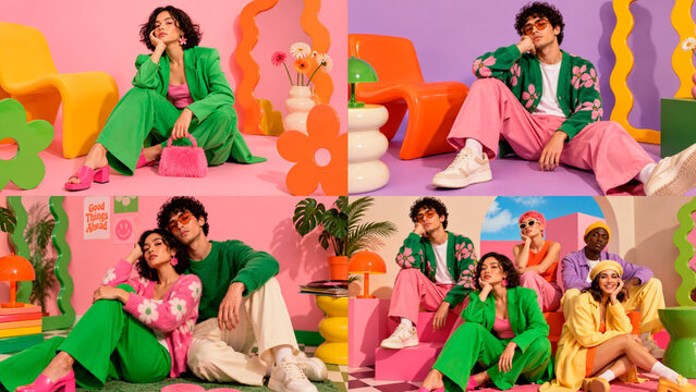 Four Photo Grid Split Reveal	