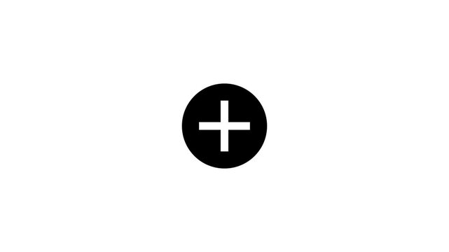 Minimalist black circle icon with white plus sign for user interface